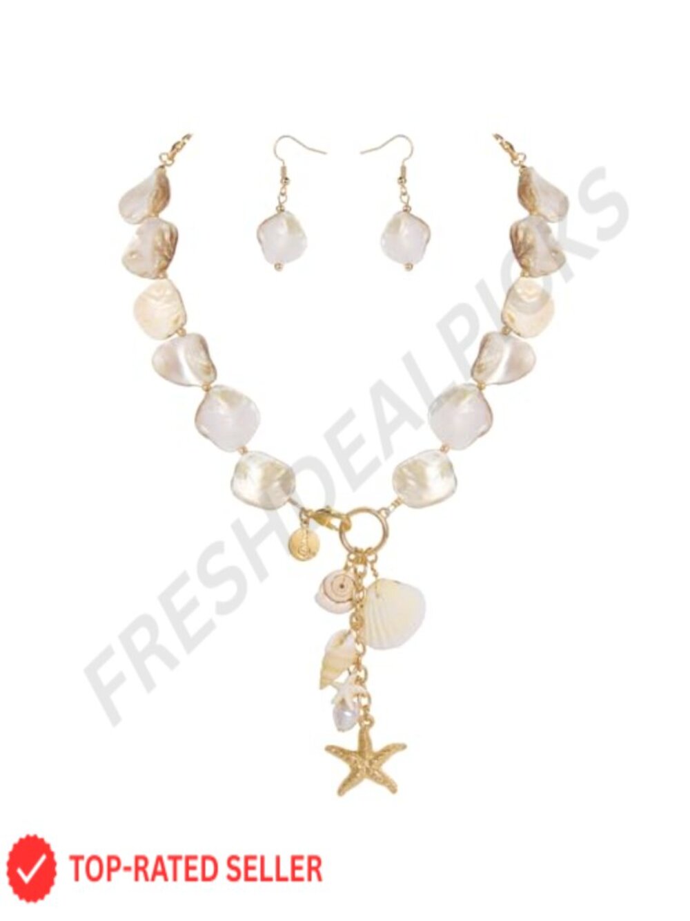 Natural Seashell Choker Necklace and Earring Jewelry Set for Women, Collar
